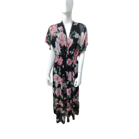 Kate & Lily Womens Size 16W Floral Tiered Ruffle Chiffon Boho Floral Dress Flowy - Picture 1 of 8